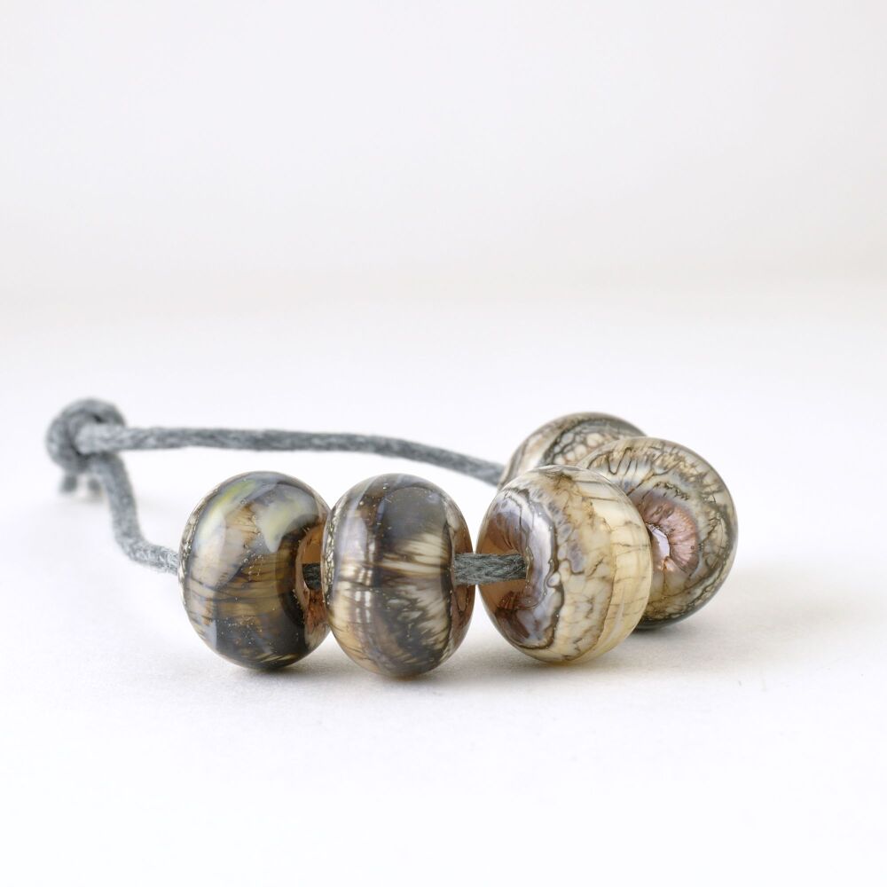 Polished Stone Handmade Lampwork Glass Bead Set