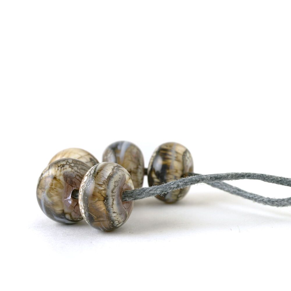 Polished Stone Handmade Lampwork Glass Bead Set