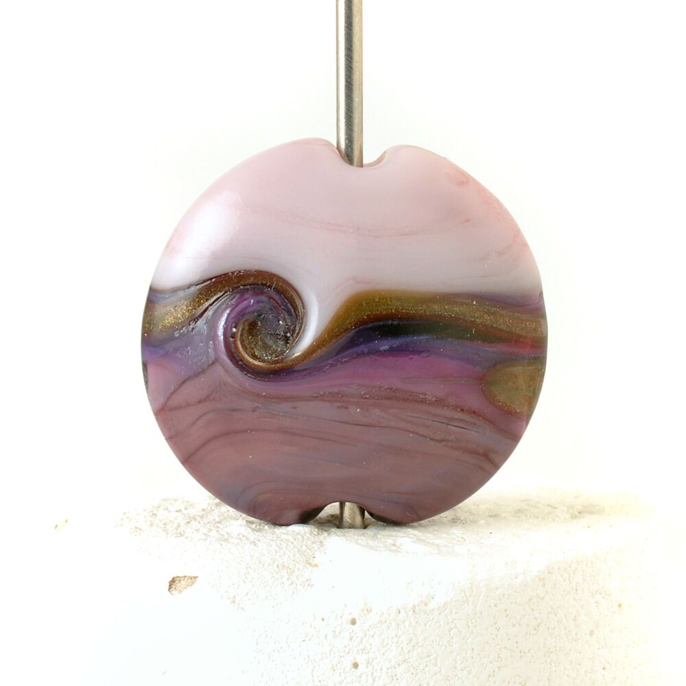 Purple Swirl Lampwork Glass Focal Bead