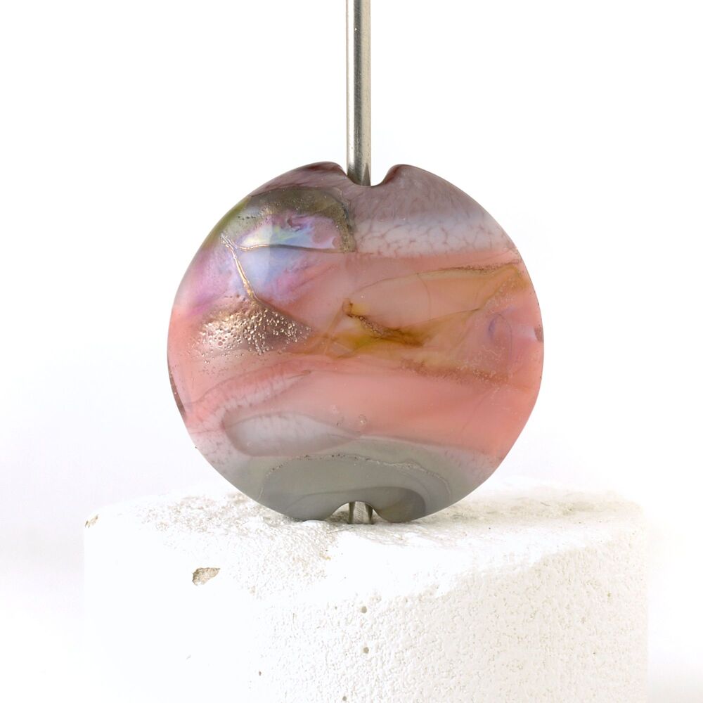 Burnished Pink Lampwork Glass Focal Bead
