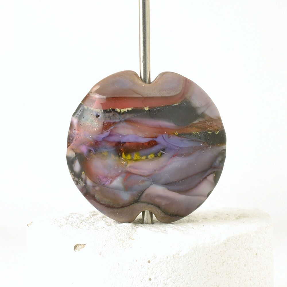 Patterned Purple Lampwork Glass Focal Bead