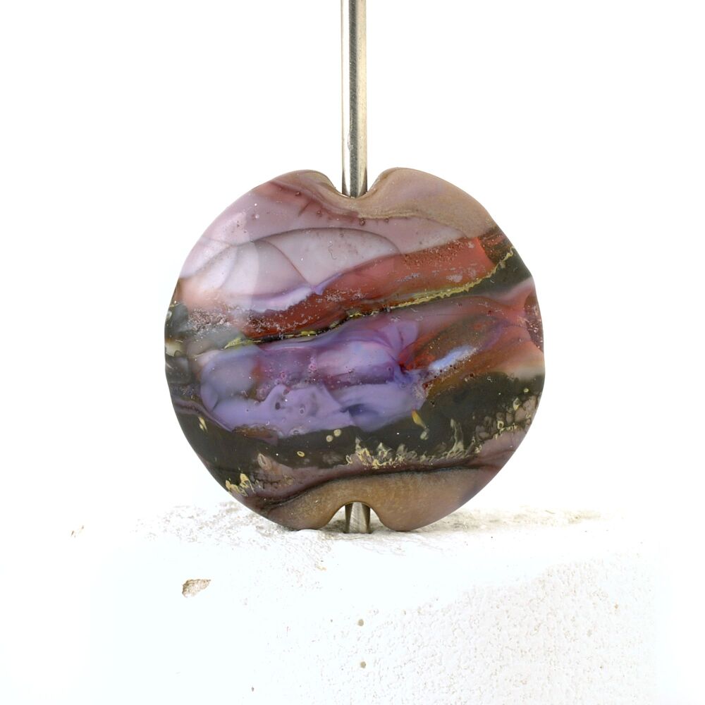 Patterned Purple Lampwork Glass Focal Bead