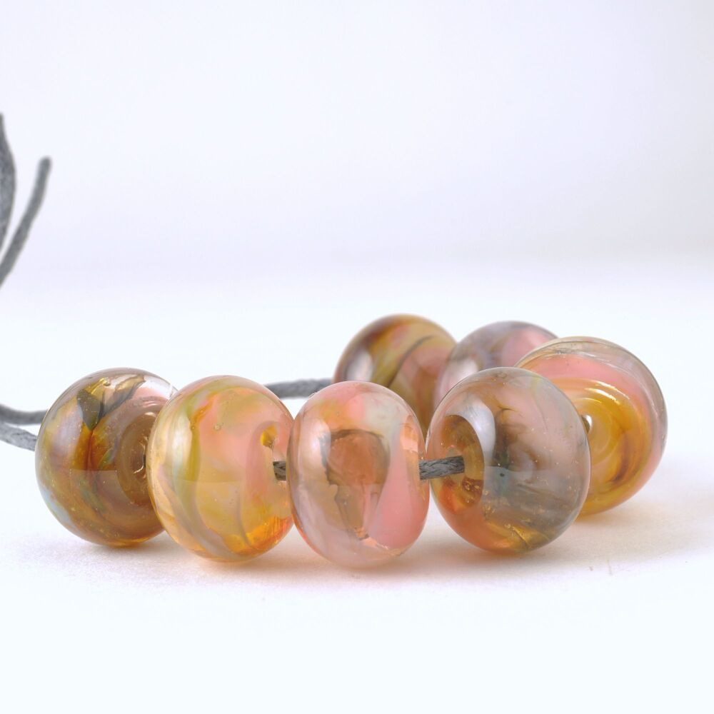 Seville Pink Handmade Lampwork Glass Bead Set