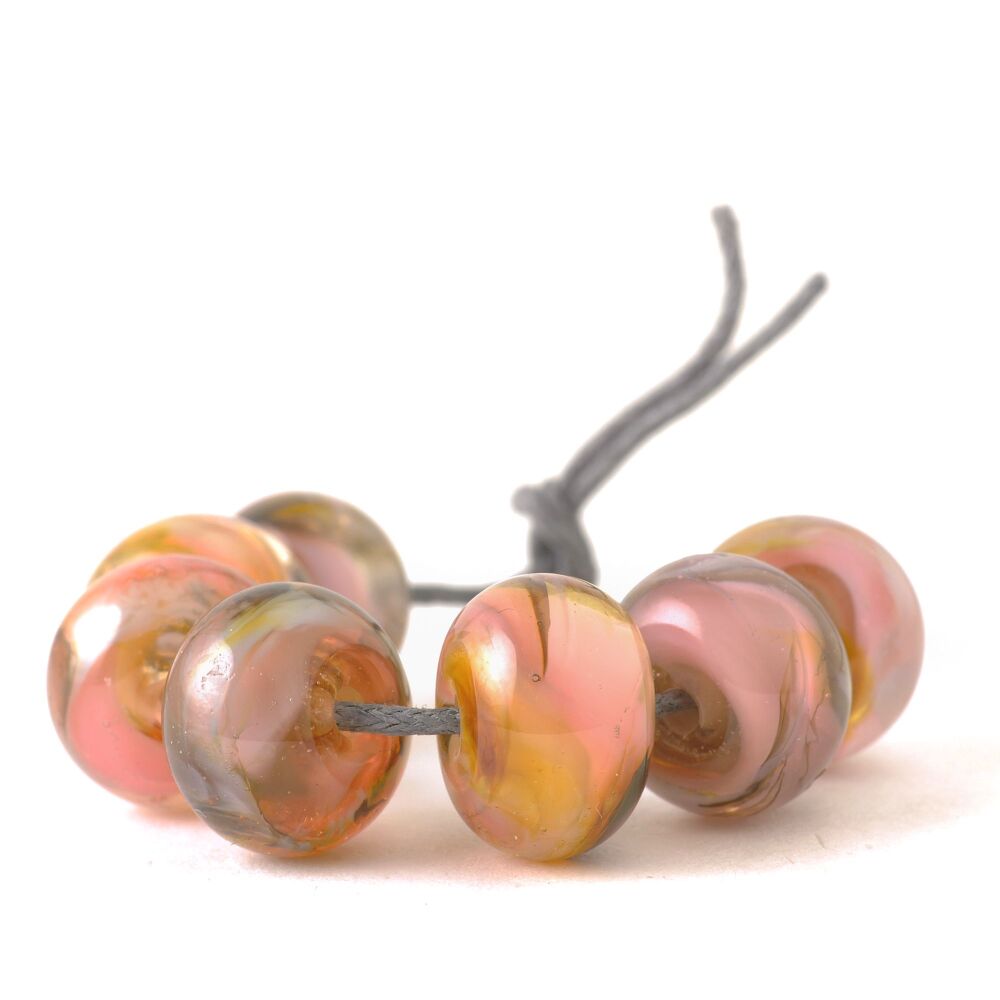 Seville Pink Handmade Lampwork Glass Bead Set