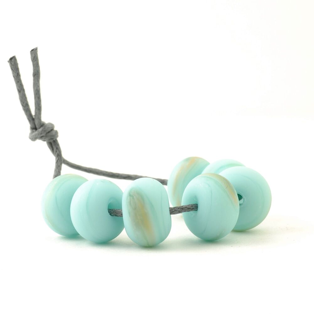 Duck Egg Blue Handmade Lampwork Glass Bead Set