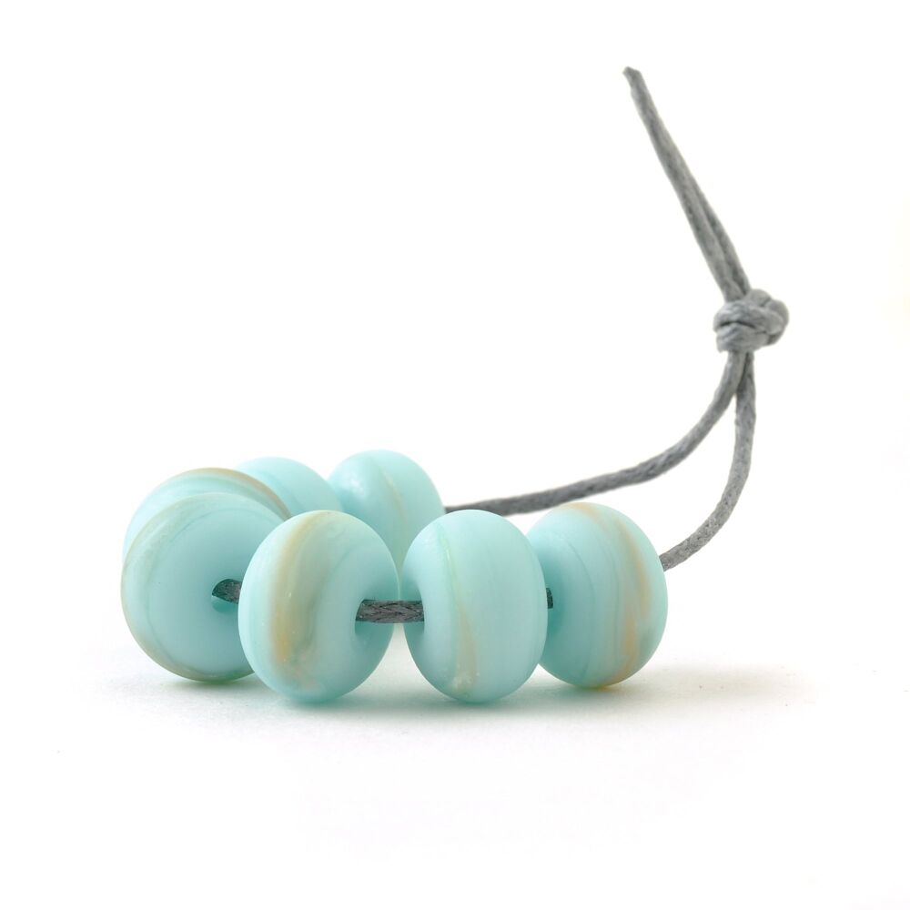 Duck Egg Blue Handmade Lampwork Glass Bead Set