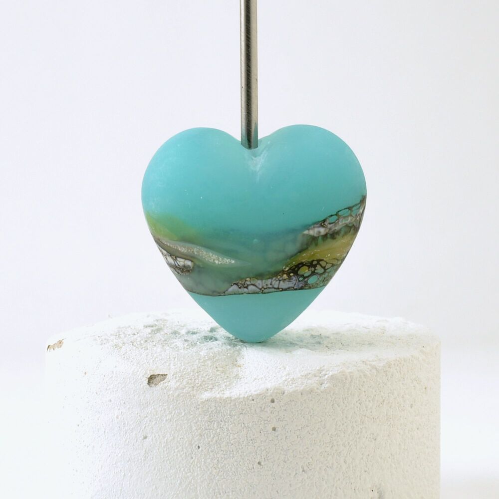 Robins Bay Lampwork Glass Heart Focal Bead