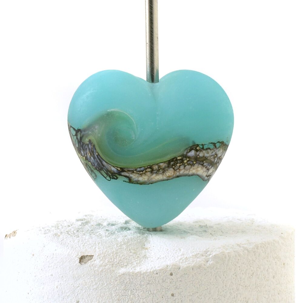 Robins Bay Lampwork Glass Heart Focal Bead