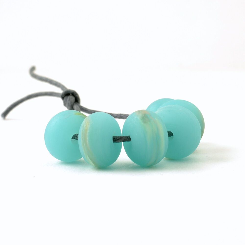 Robins Egg Blue Handmade Lampwork Glass Bead Set