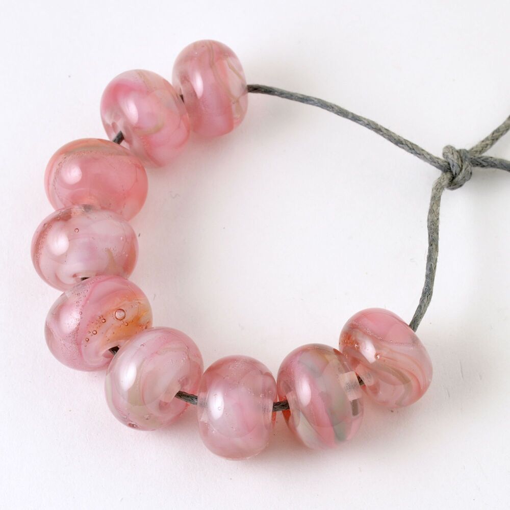 Cloud Pink Handmade Lampwork Glass Bead Set