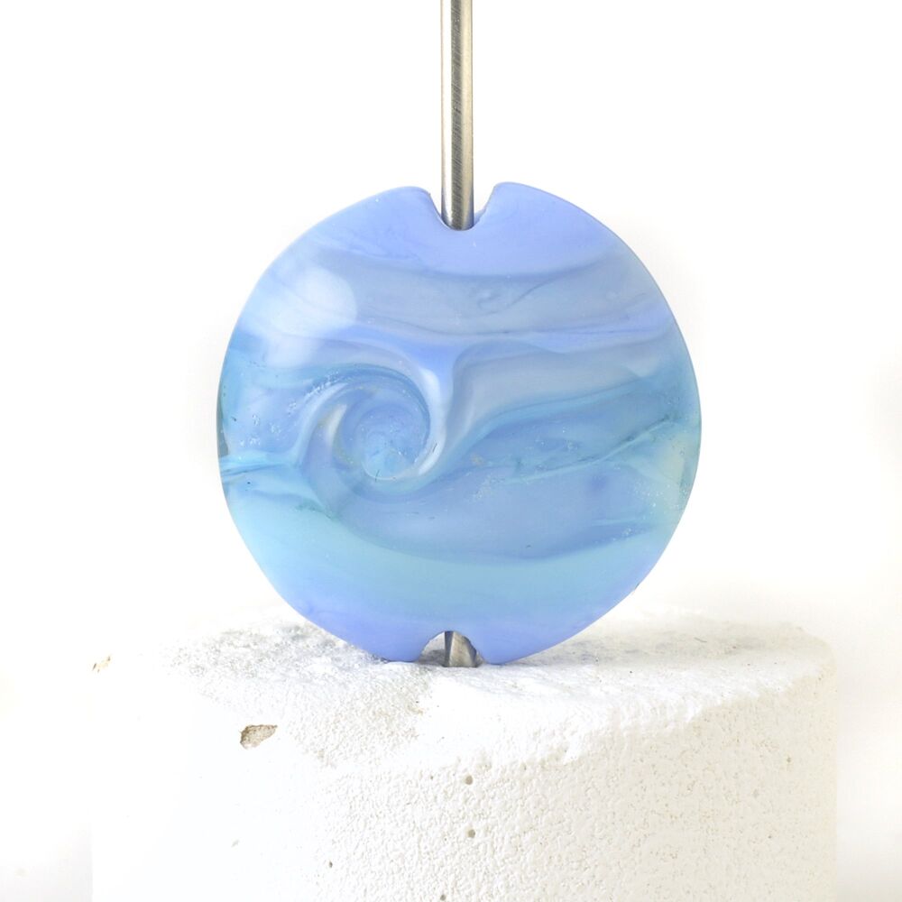 Periwinkle Swirl Lampwork Glass Focal Bead