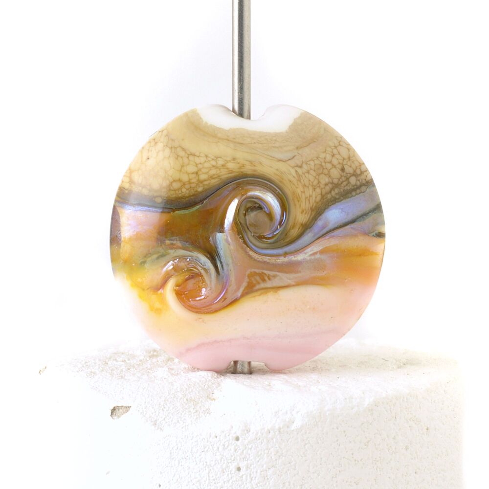 Peach Melba Lampwork Glass Focal Bead