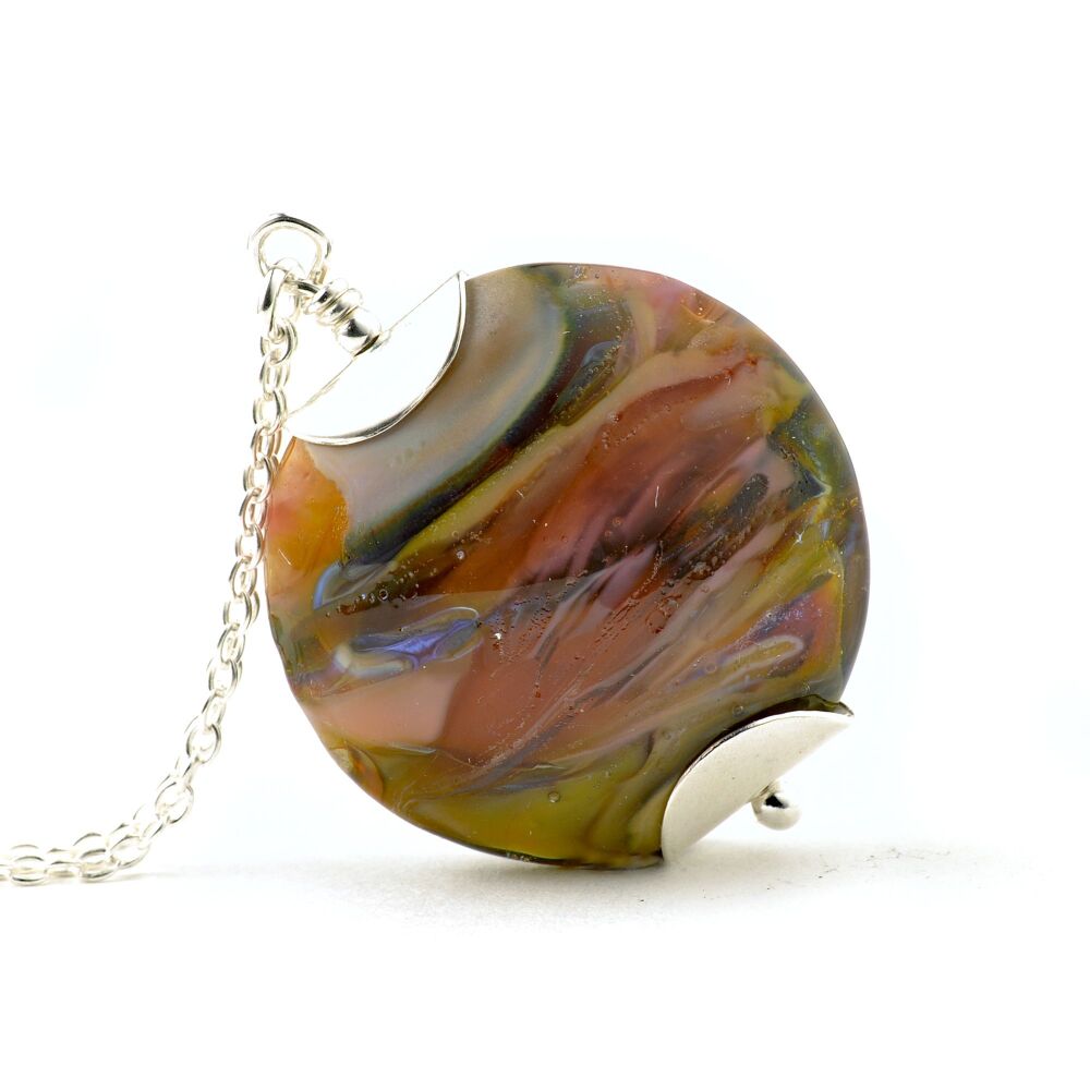 Raspberry Moor Lampwork Glass Pendant Necklace