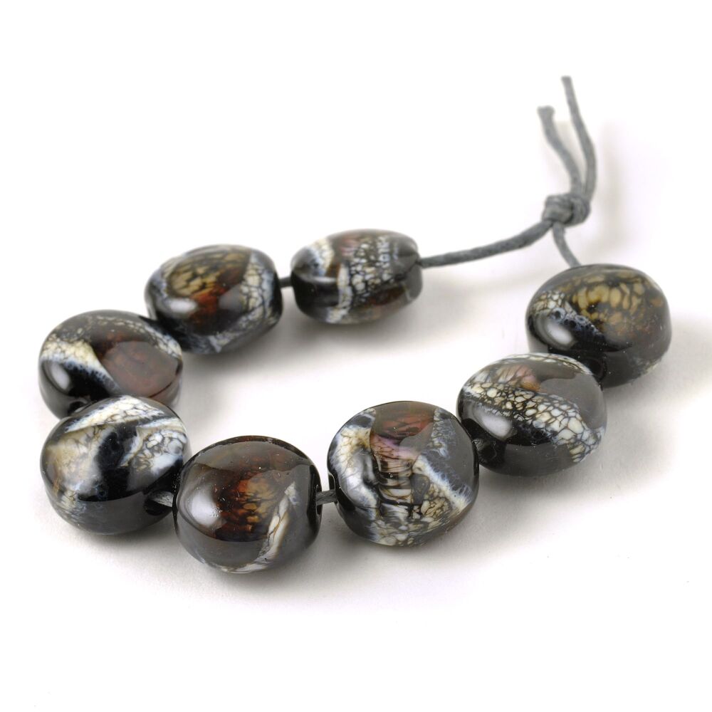 Conker Stone Lampwork Glass Pressed Bead Set