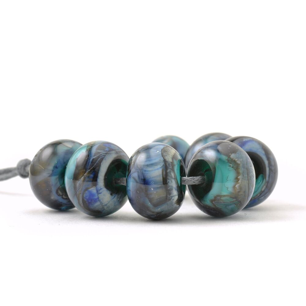 Indigo Teal Handmade Lampwork Glass Bead Set