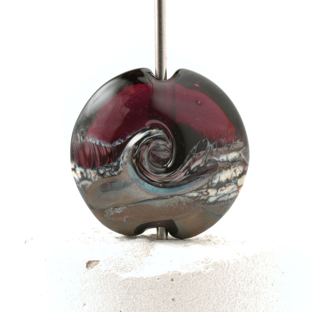 Bronzed Purple Lampwork Glass Focal Bead