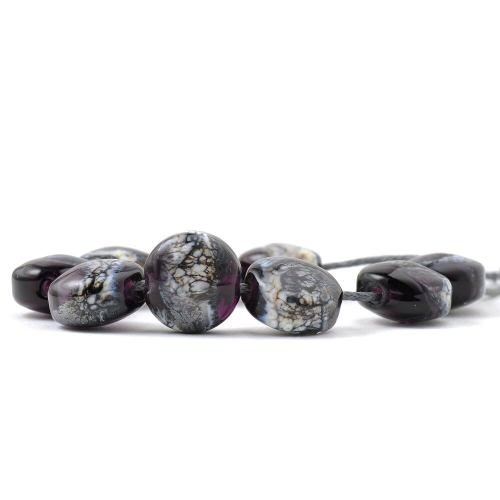 Blackberry Stone Lampwork Glass Pressed Bead Set