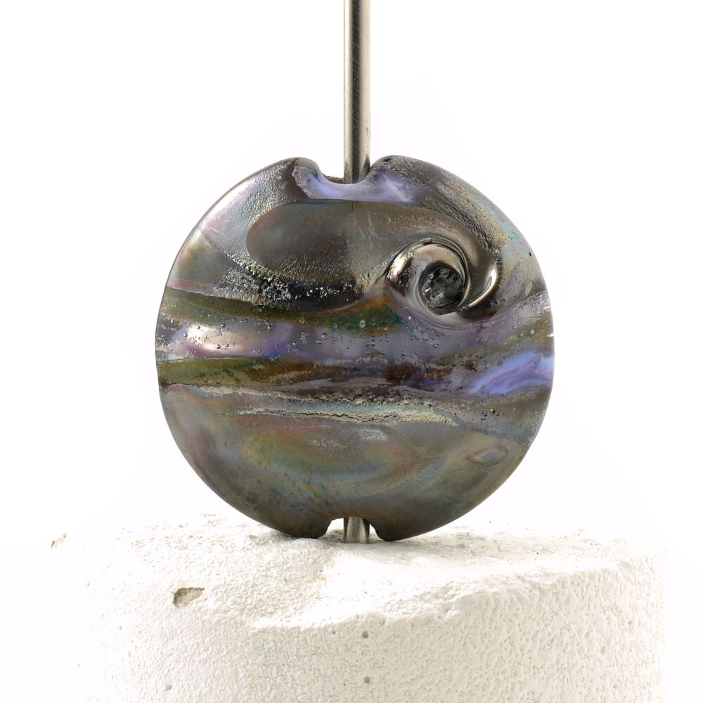 Purple Metal Lampwork Glass Focal Bead