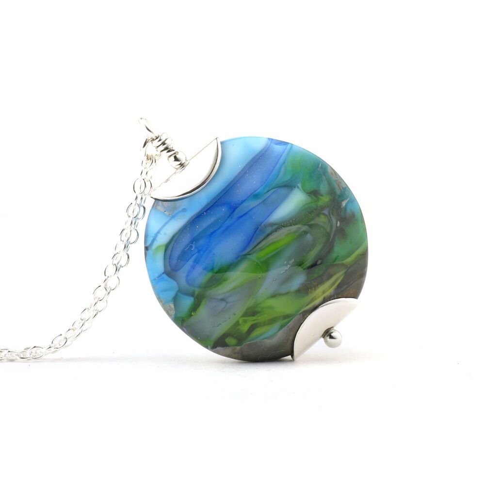 The Lake Lampwork Glass Pendant Necklace