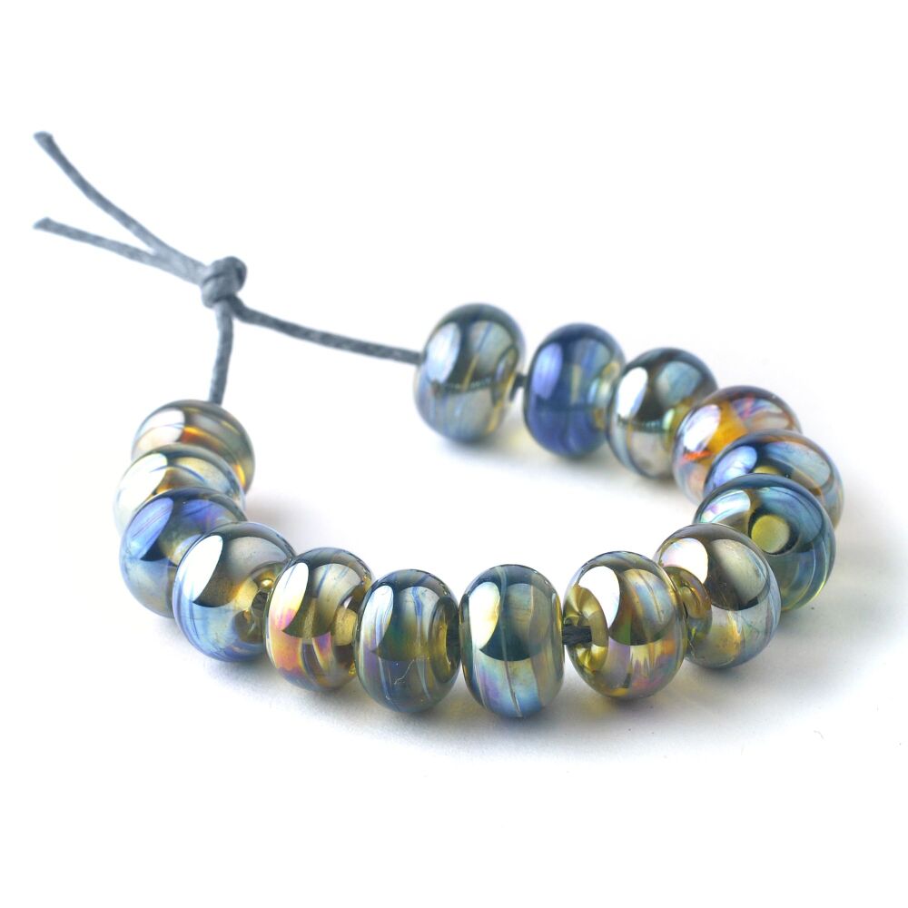 Metallic Silver Glass Mix Lampwork Beads