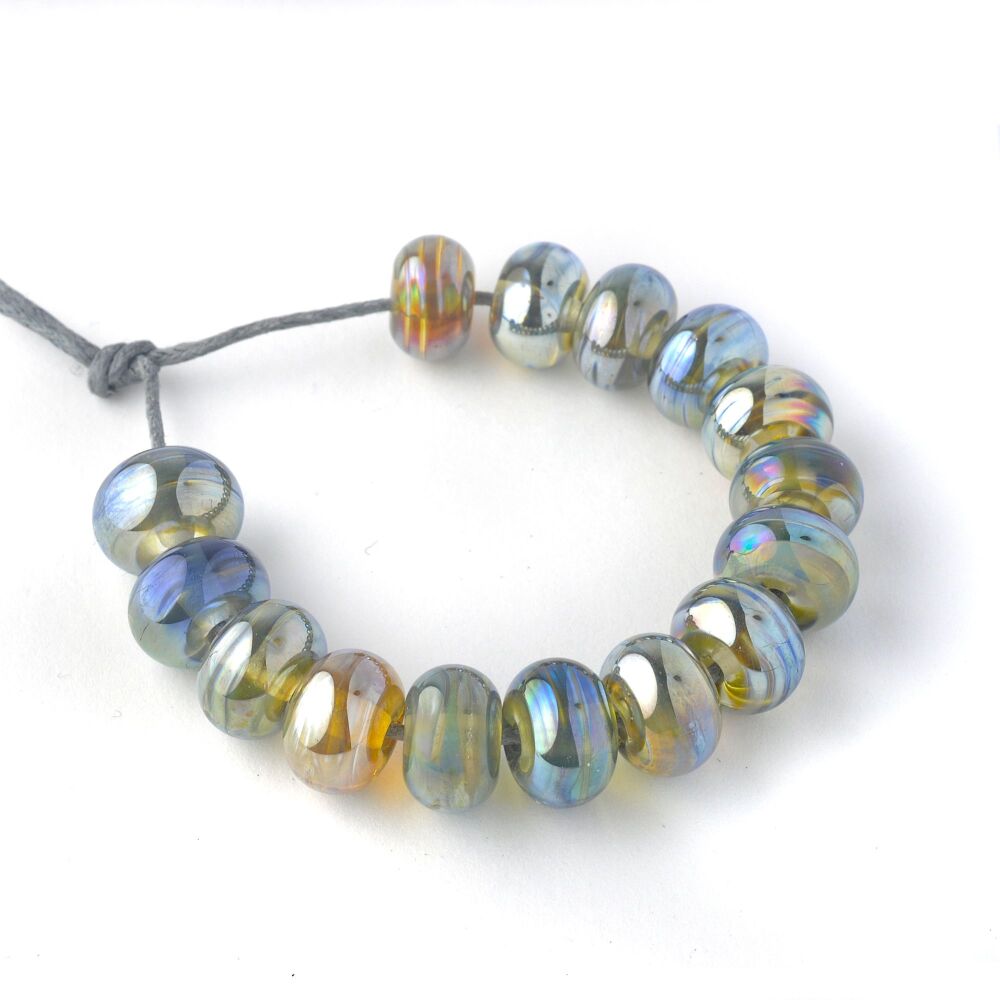 Metallic Silver Glass Mix Lampwork Beads