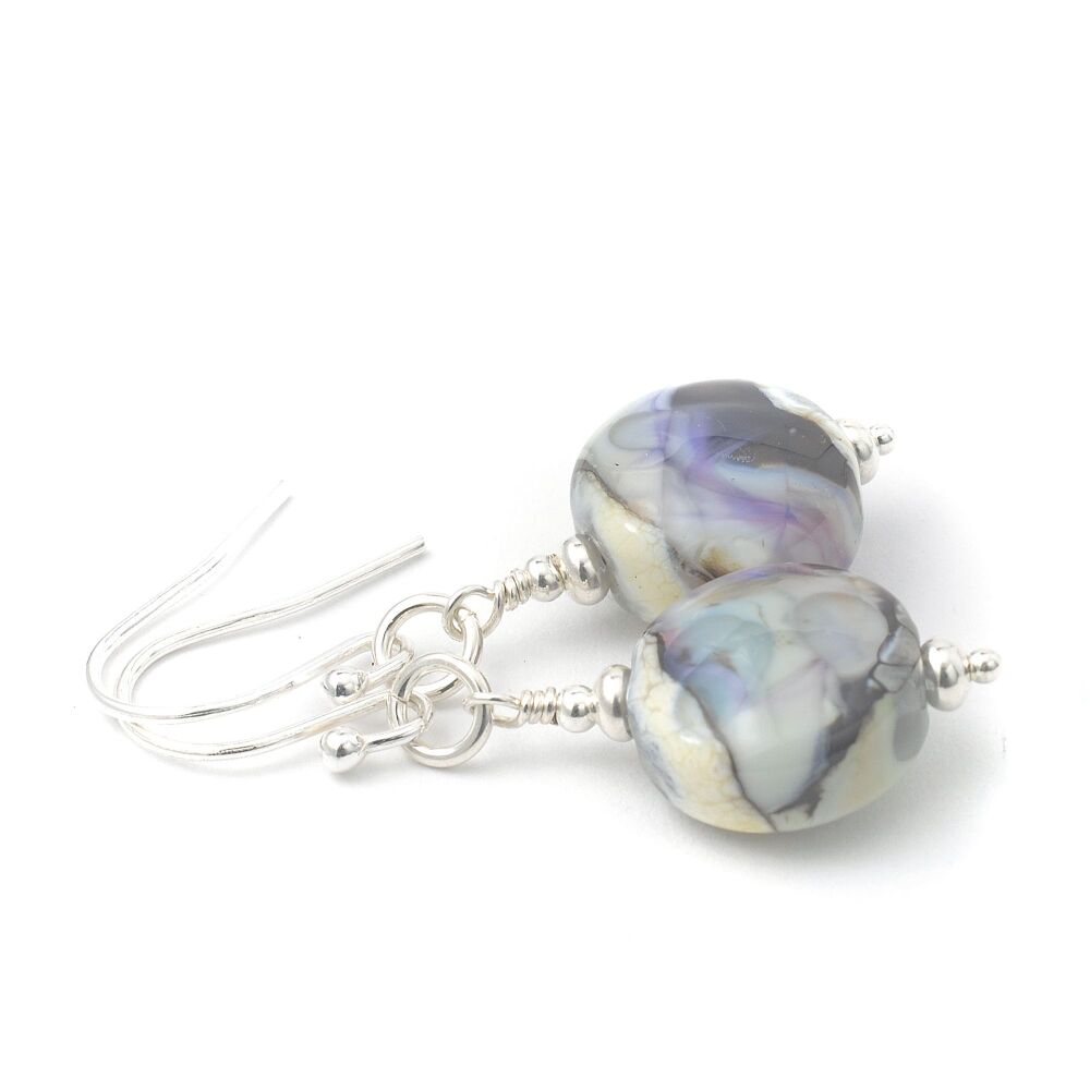 Pastel Stone Lampwork Glass Earrings