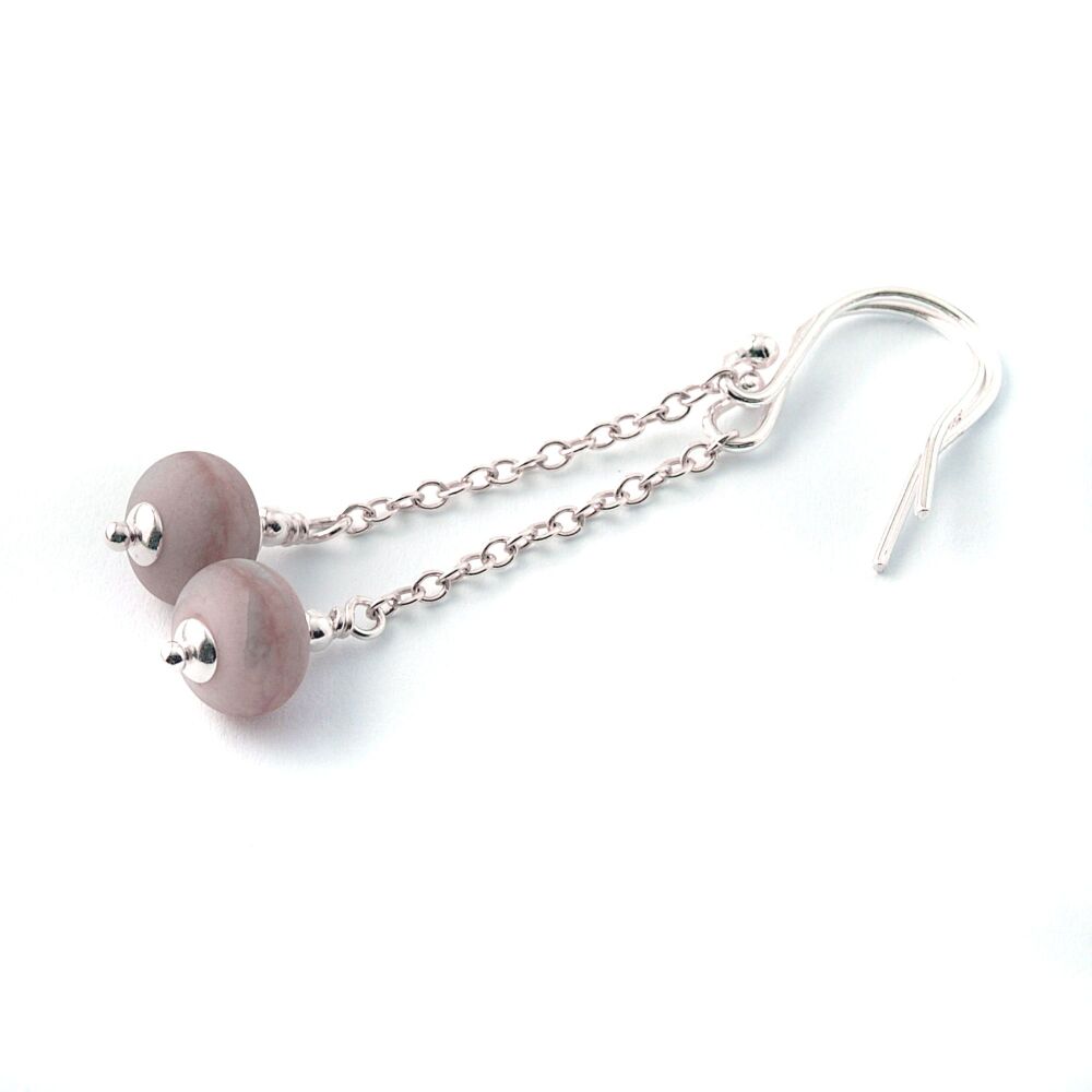 Little Dusky Pink Tumbled Glass Dangle Earrings