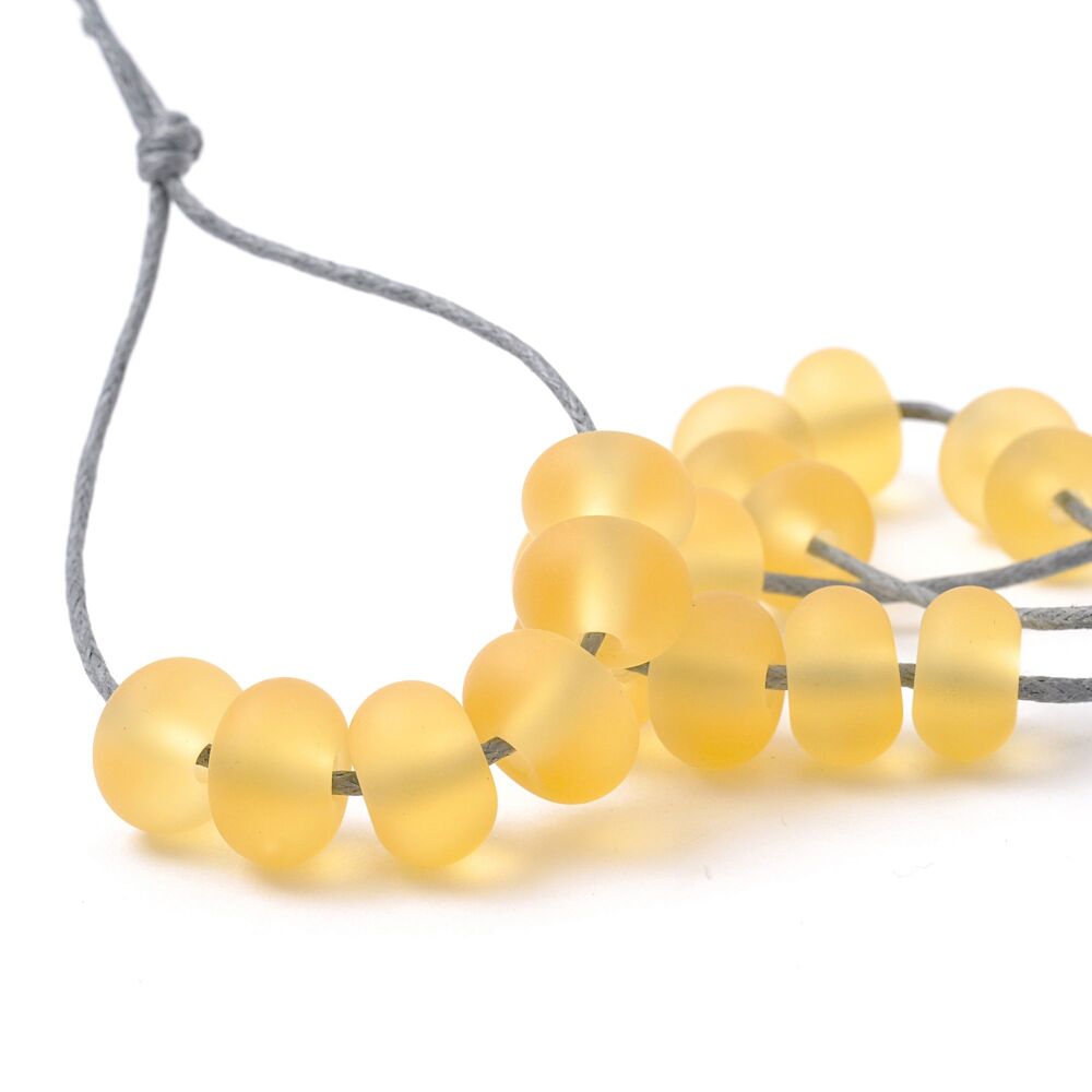 Frosted Light Yellow Handmade Small Lampwork Glass Spacer Beads