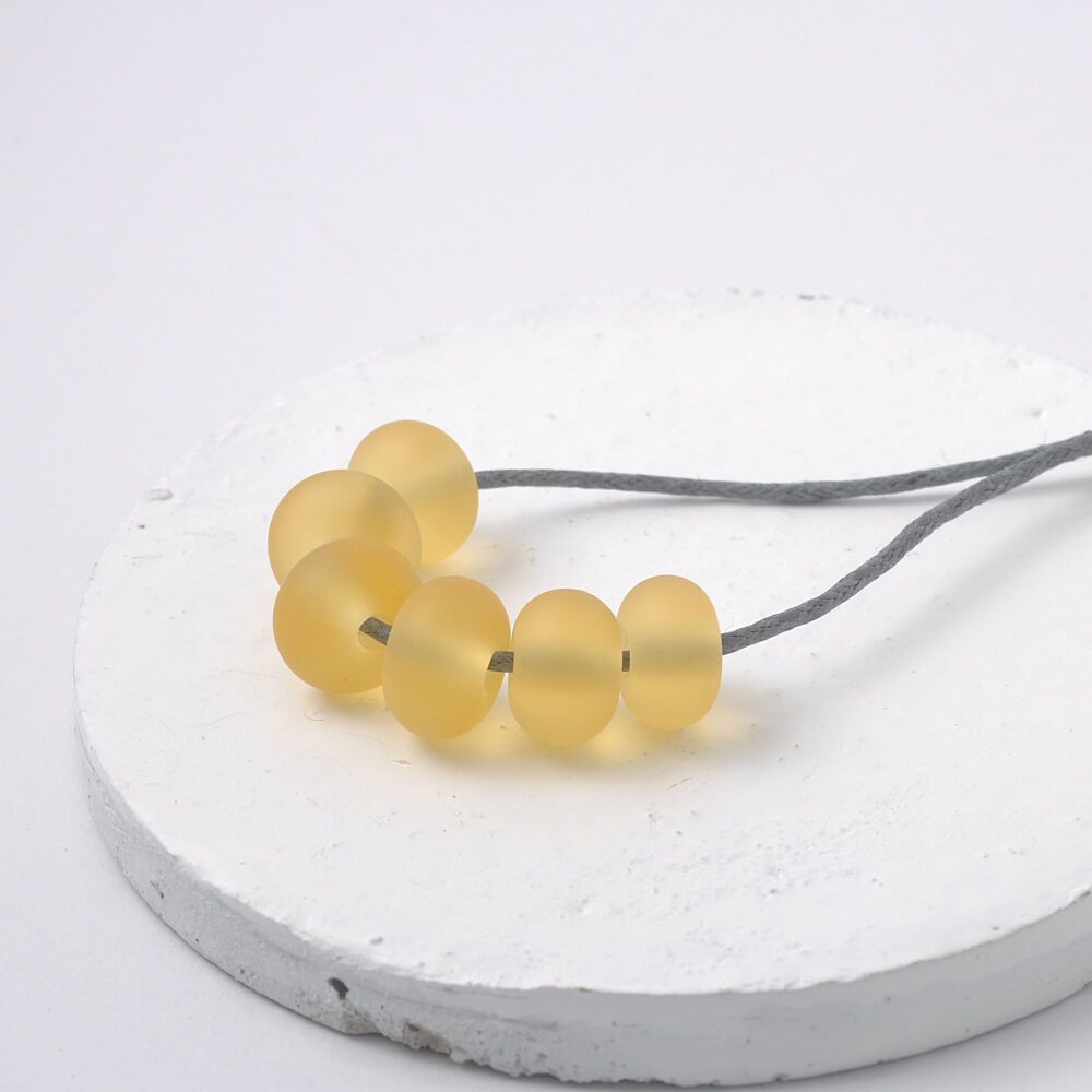 Frosted Light Yellow Handmade Small Lampwork Glass Spacer Beads