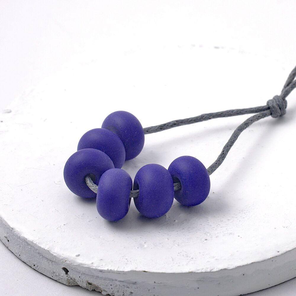 Matt Mid Blue Handmade Small Lampwork Glass Spacer Beads