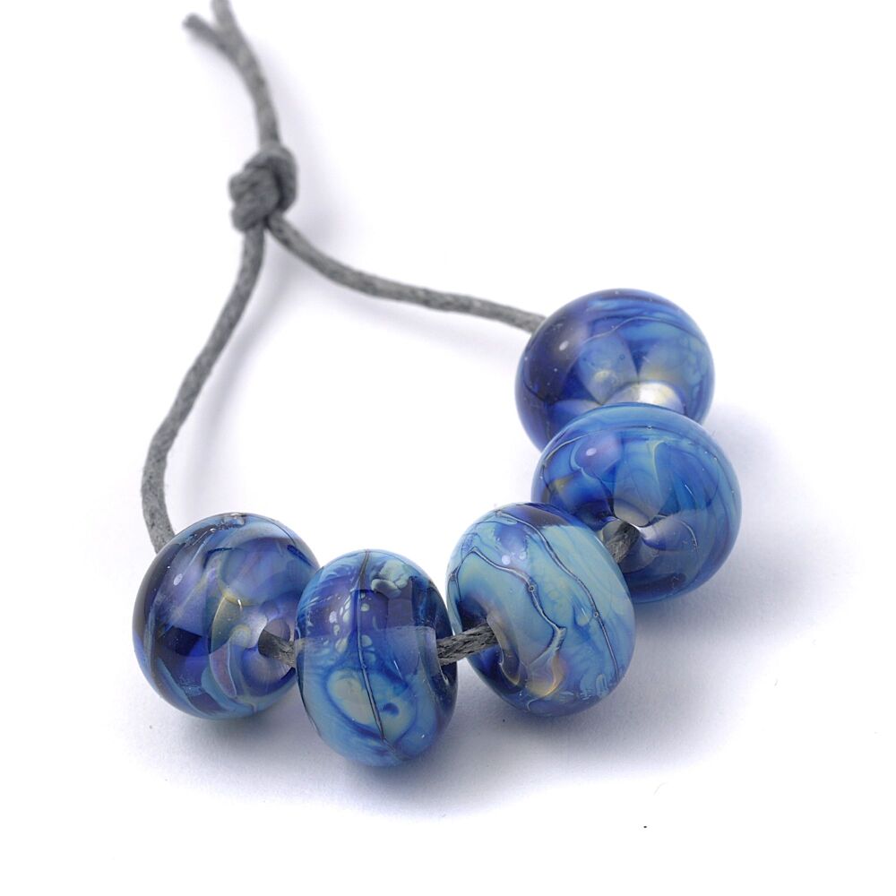 Silver Blue Lampwork Glass Bead Set