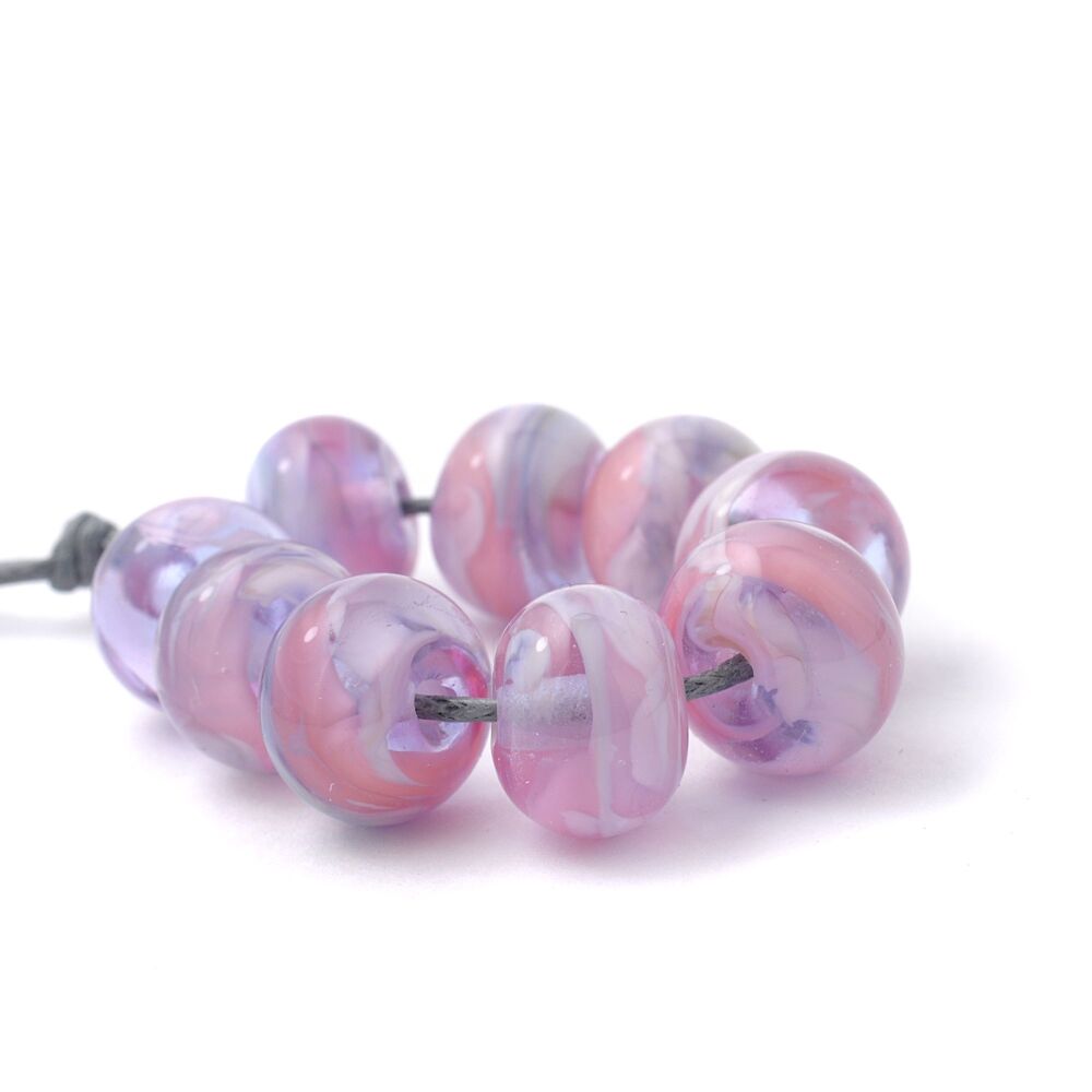 Lavender Pink Lampwork Glass Bead Set