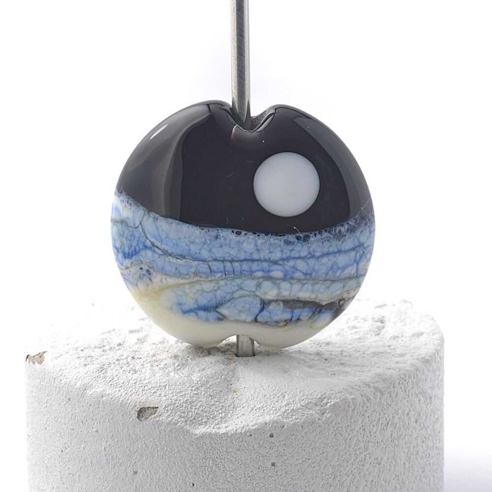 Moon and Sea Lampwork Glass Focal Bead