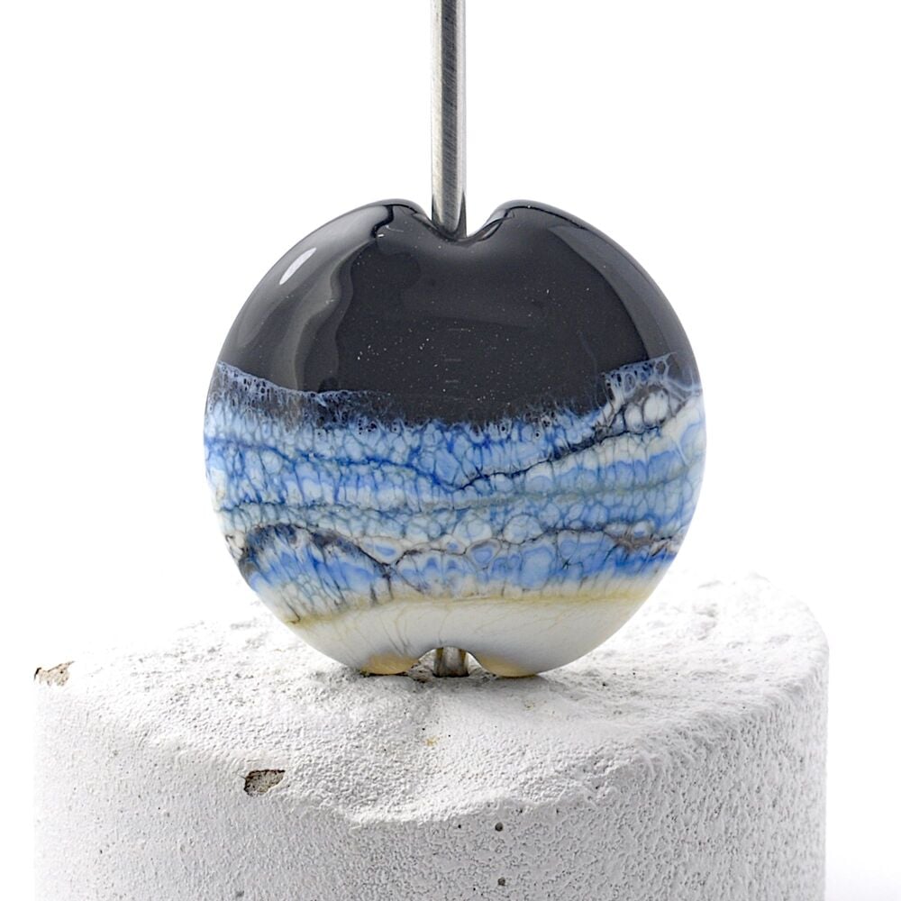 Moon and Sea Lampwork Glass Focal Bead