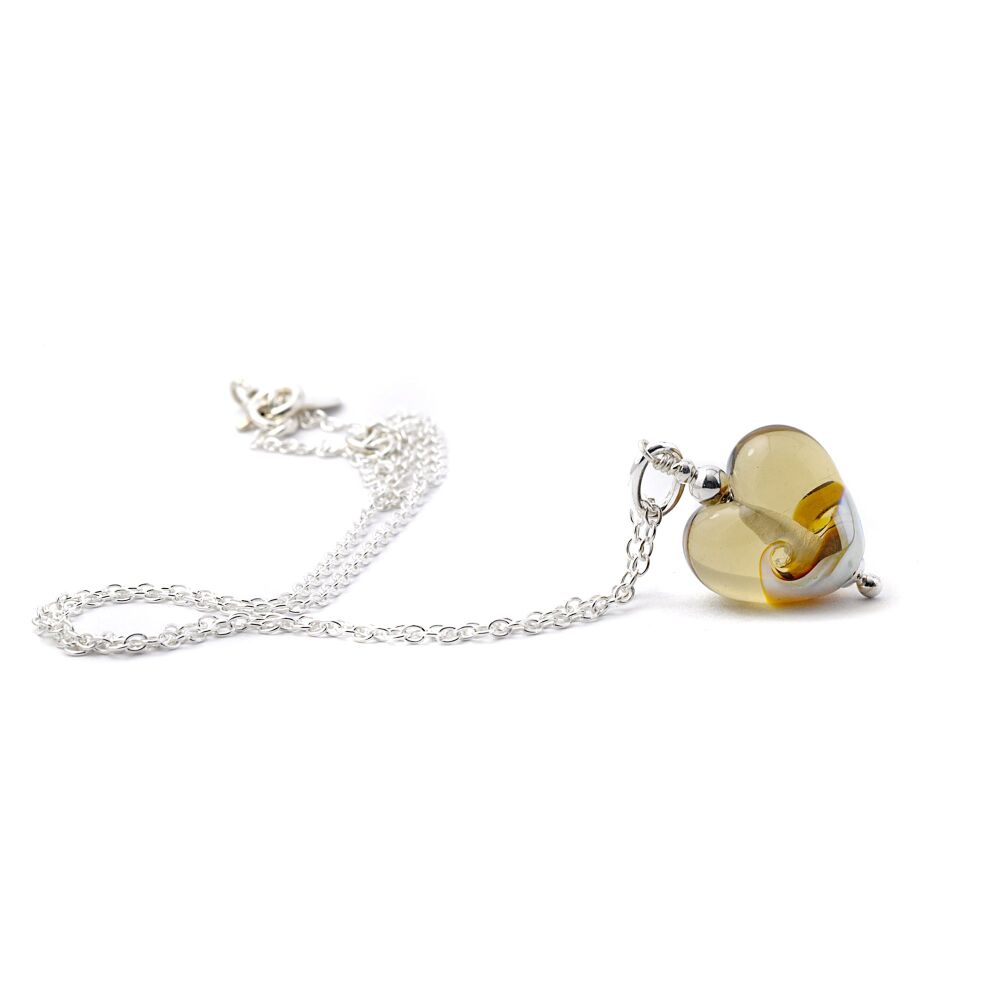 Mini Metallic Glass Heart Pendant in Golden