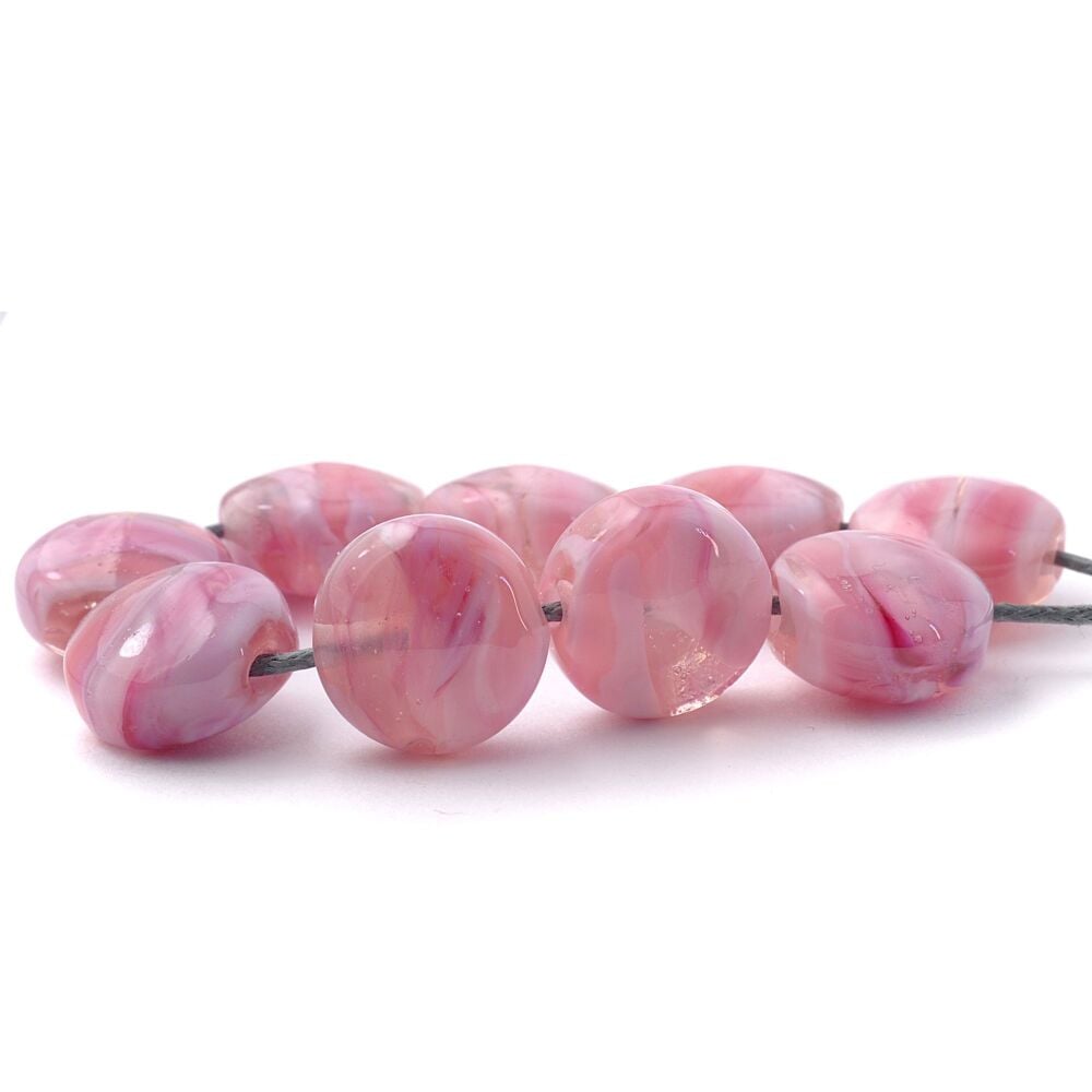 Perfectly Pink Pressed Lampwork Glass Bead Set