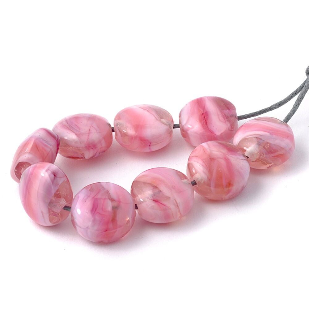 Perfectly Pink Pressed Lampwork Glass Bead Set