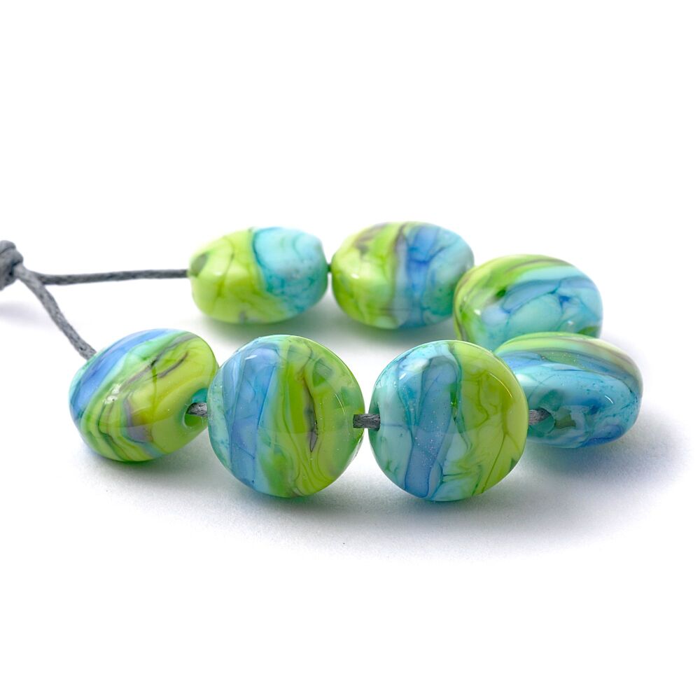Mini Landscapes Pressed Lampwork Glass Bead Set