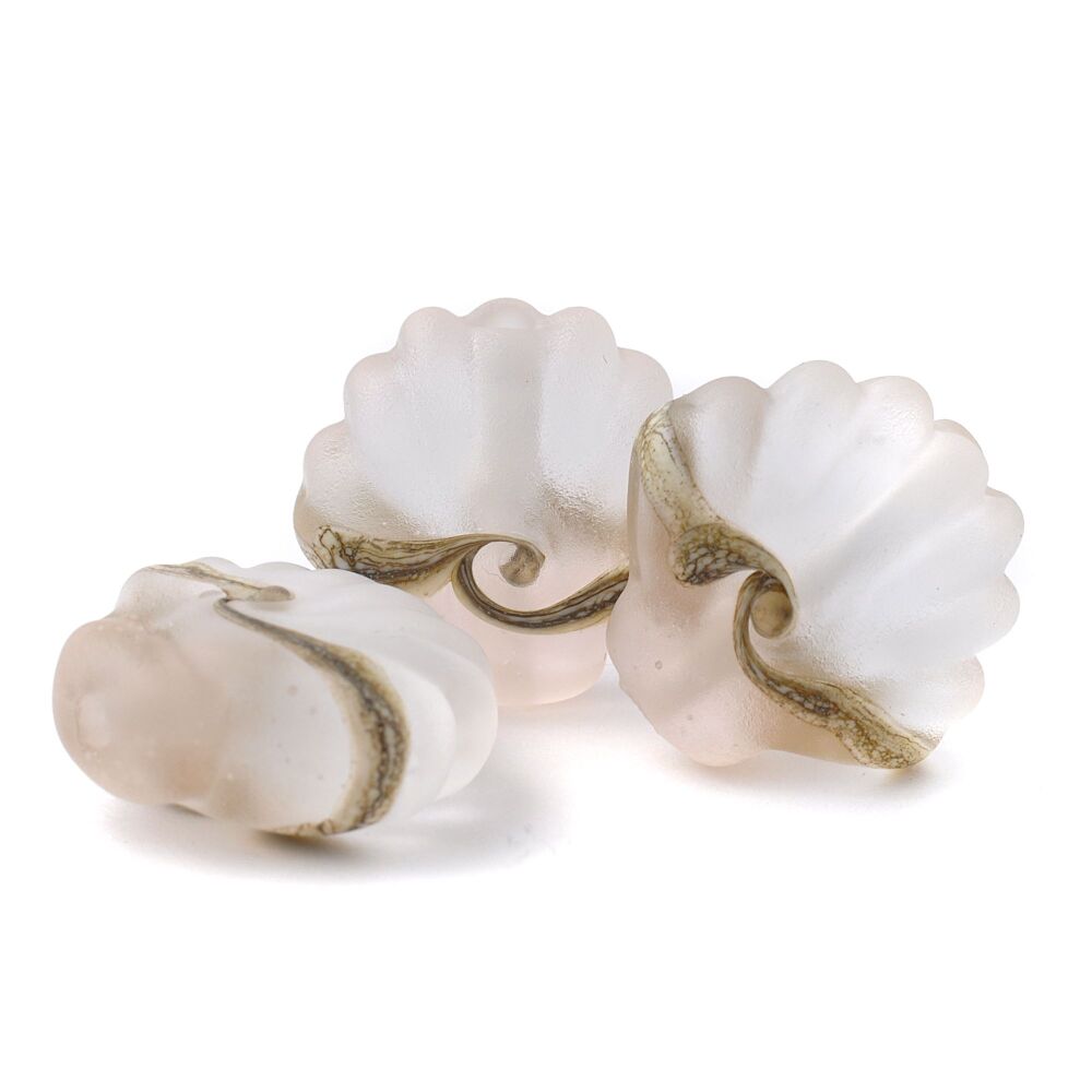 Lampwork Glass Shell Bead in Pale Blush Pink