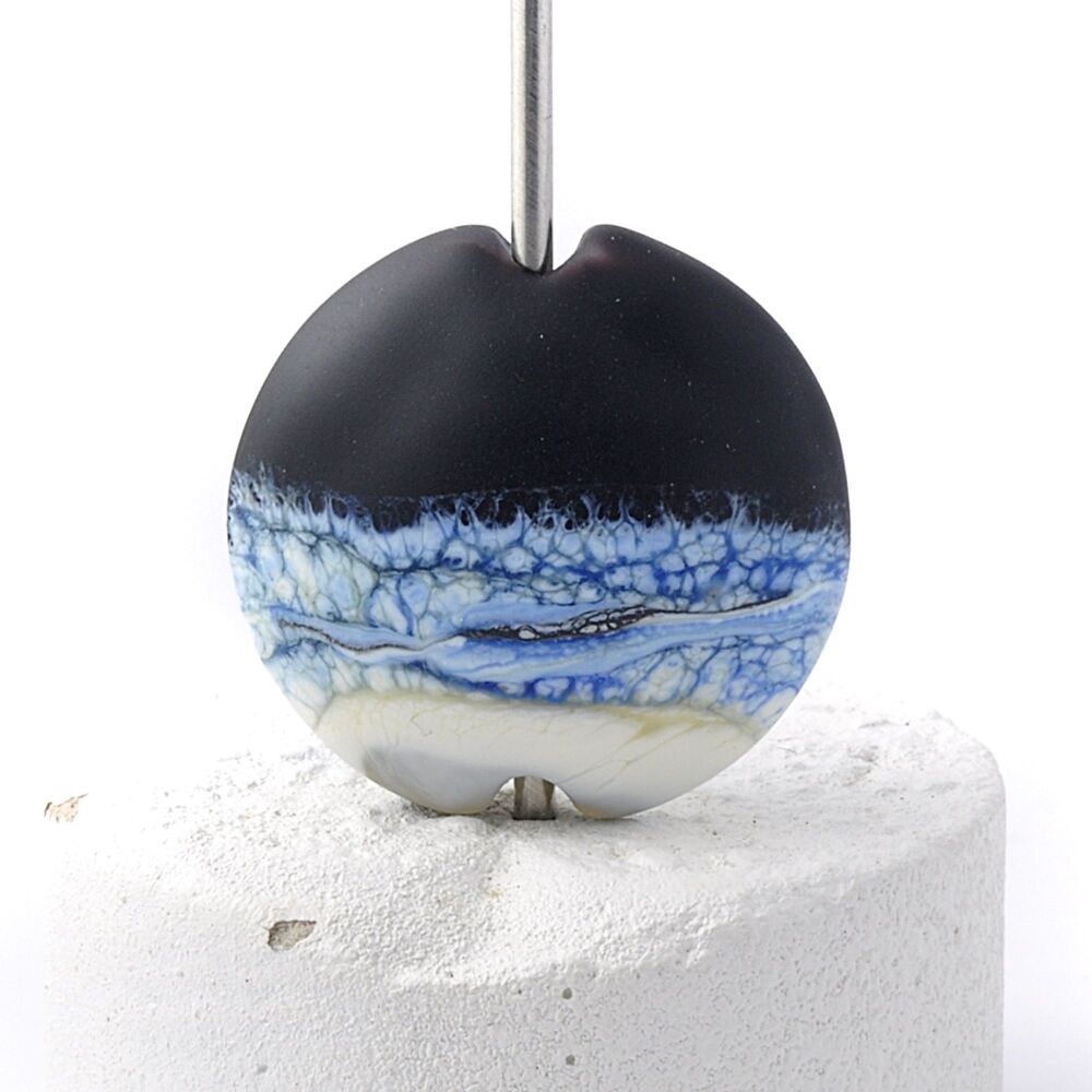 Full Moon Over Sea Lampwork Glass Focal Bead