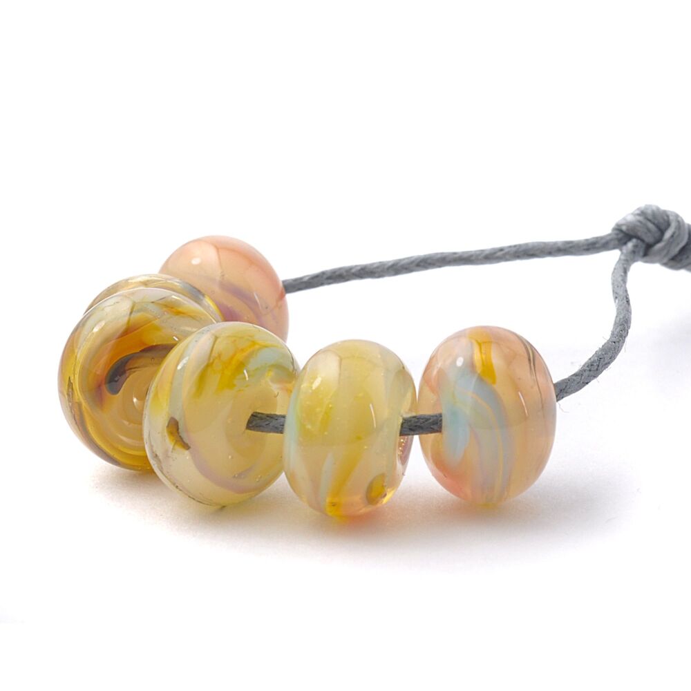 Warm Yellow Small Lampwork Glass Beads