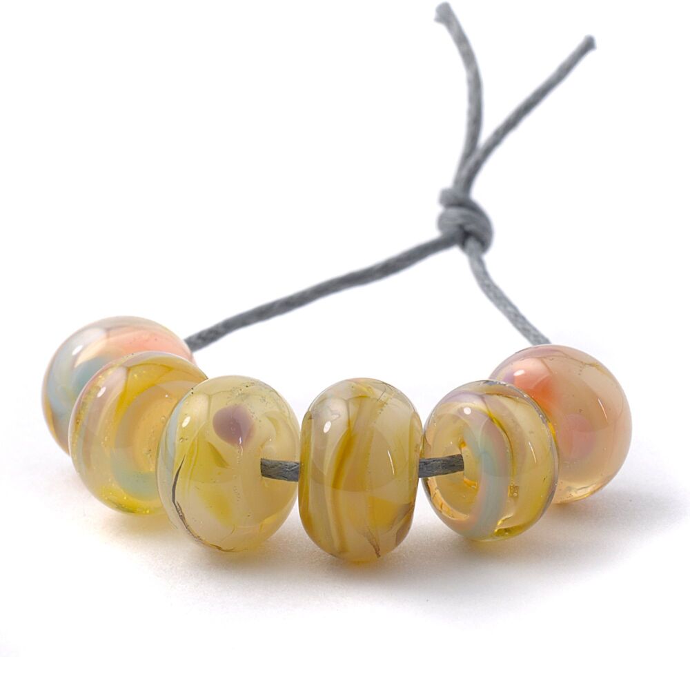 Warm Yellow Small Lampwork Glass Beads