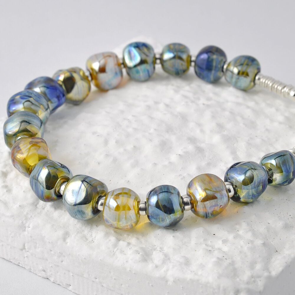 Molten Lampwork Glass Nugget Bracelet