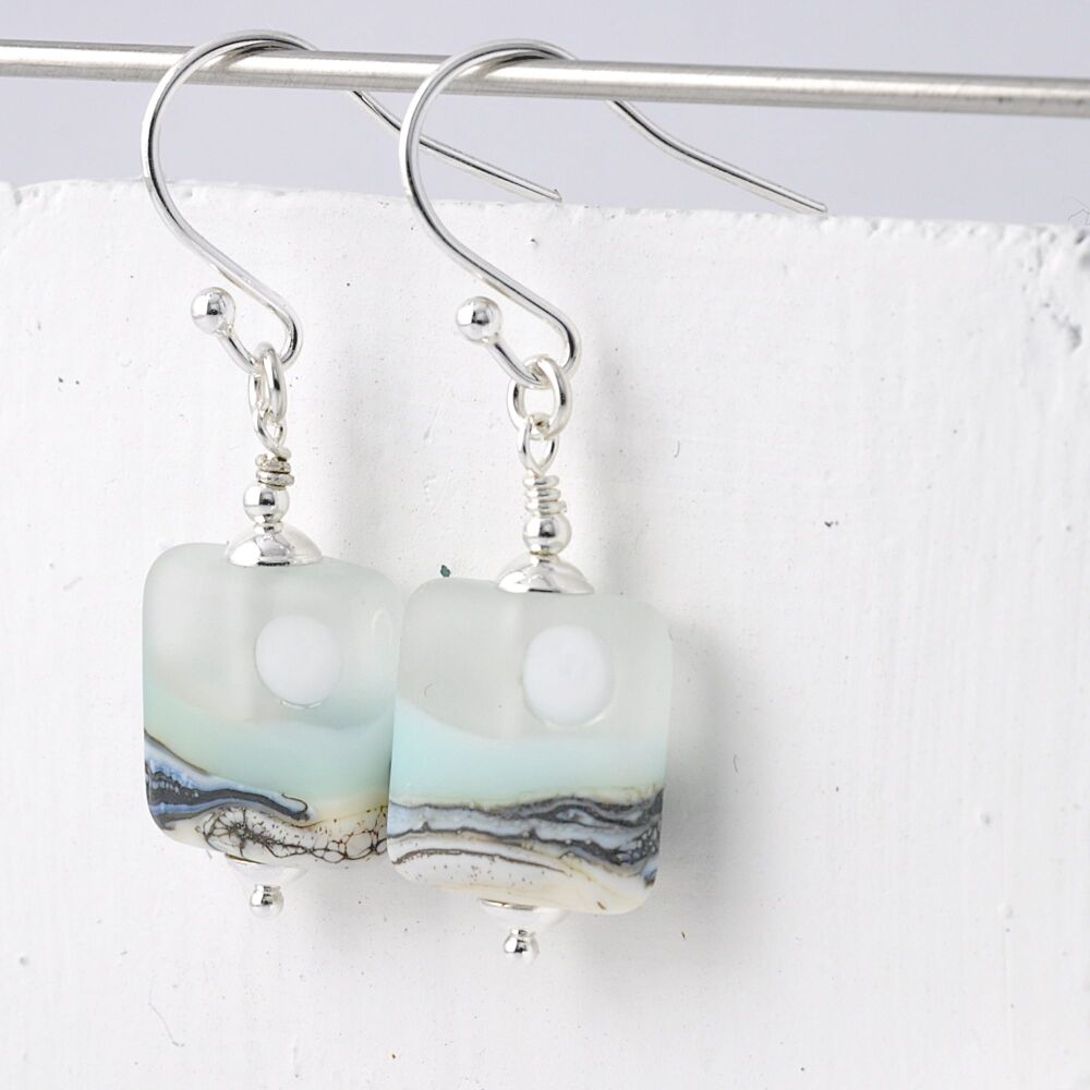 Pale Luna Artisan Glass Moon Earrings
