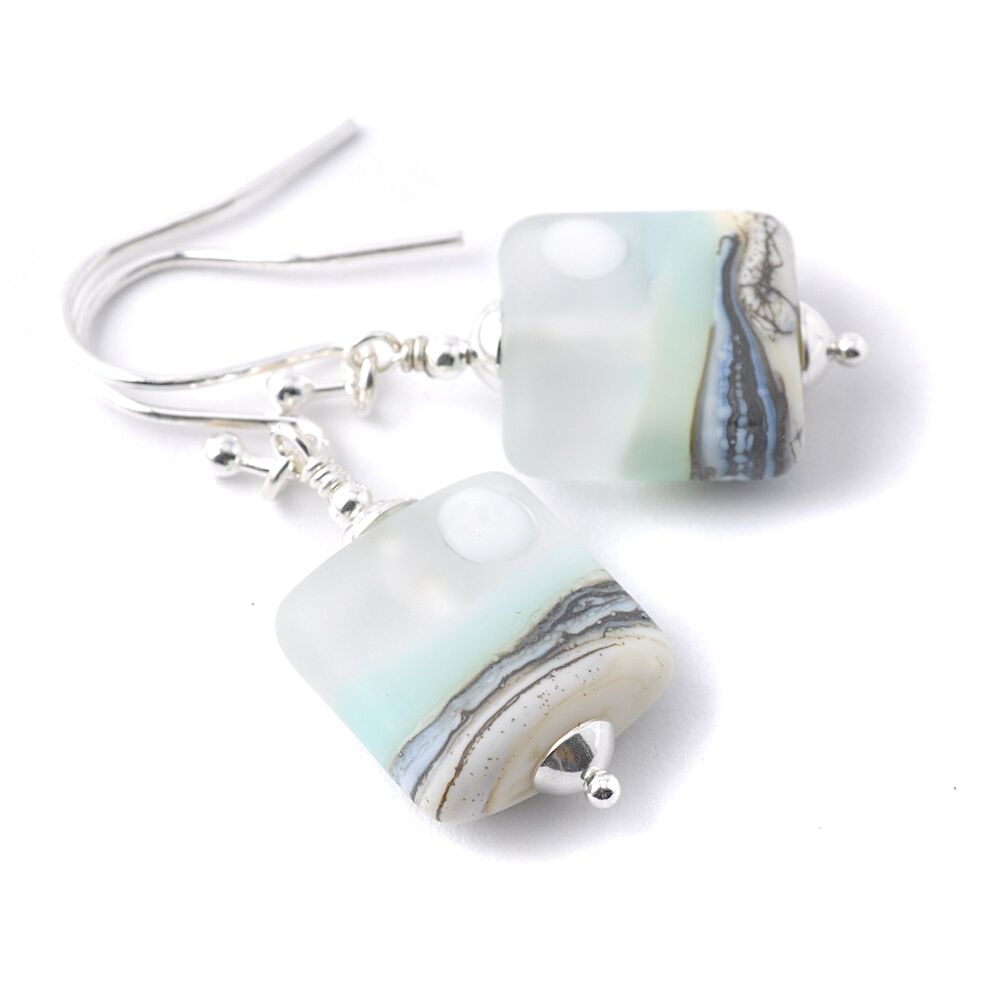 Pale Luna Artisan Glass Moon Earrings
