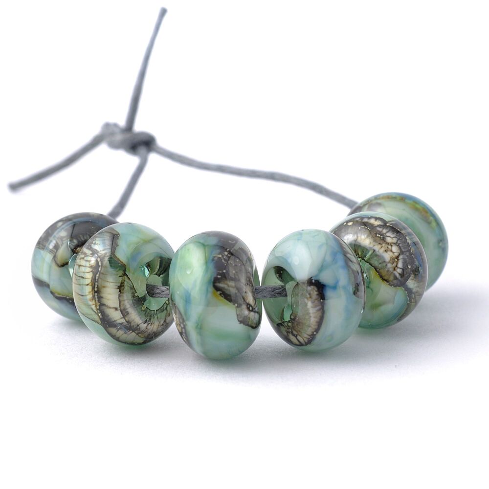 Soft Green Handmade Lampwork Glass Bead Set