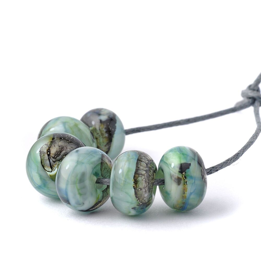 Soft Green Handmade Lampwork Glass Bead Set