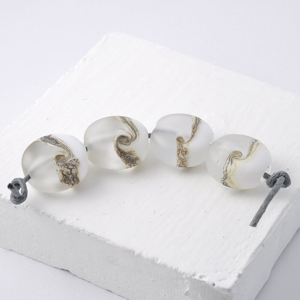 Two Tone Twist Beads in Frosted White
