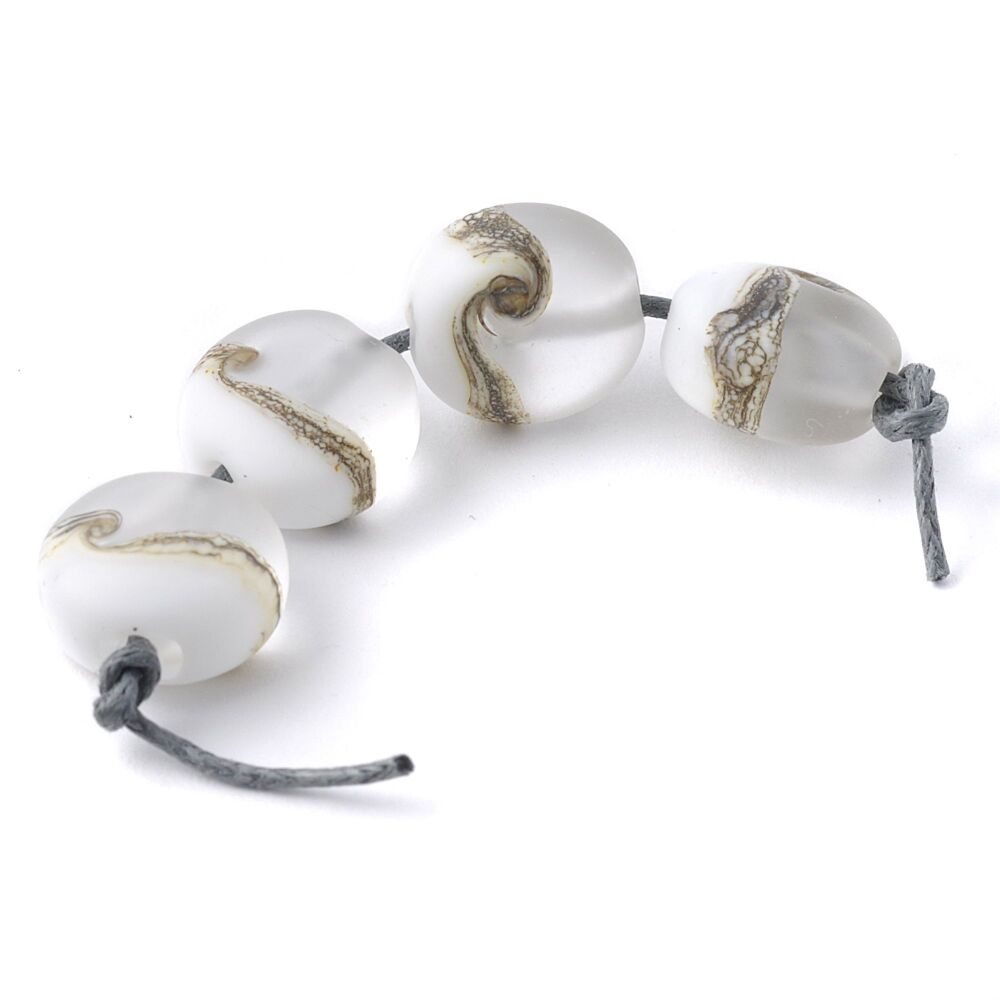 Two Tone Twist Beads in Frosted White