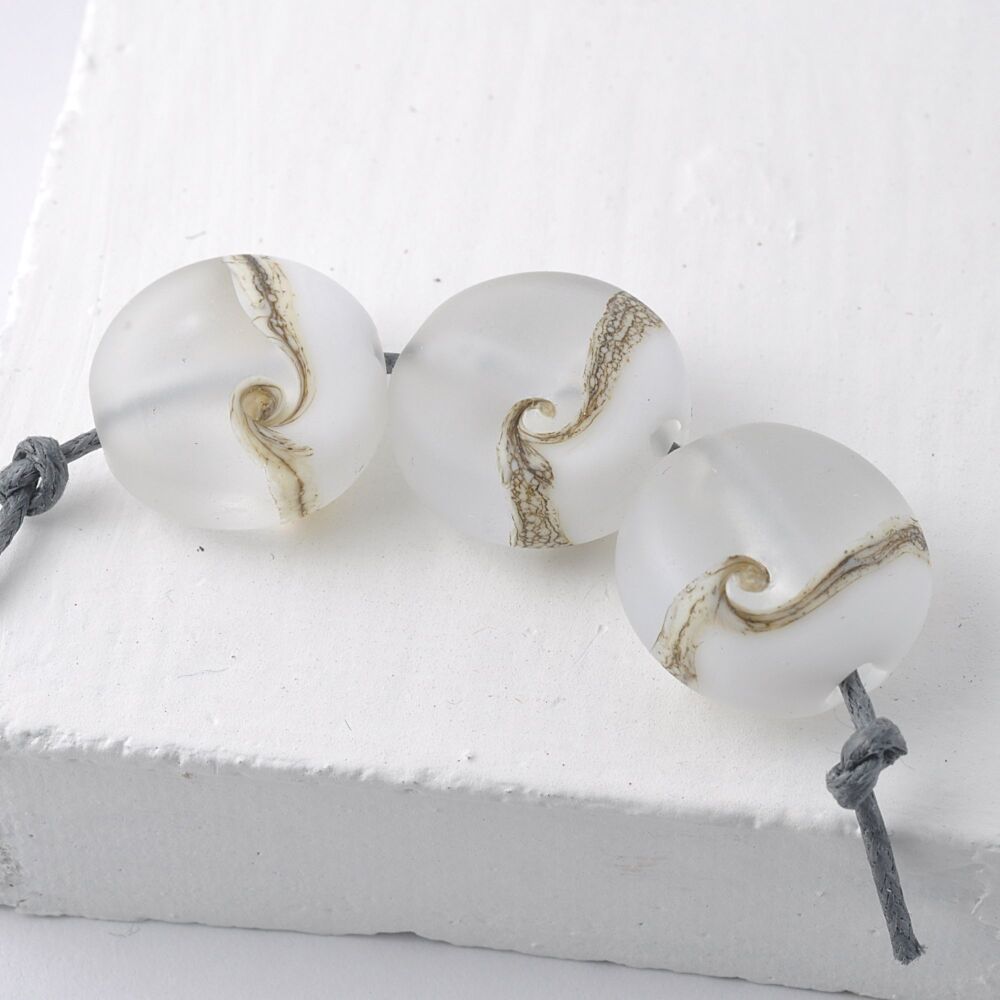Medium Two Tone Twist Beads in Frosted White